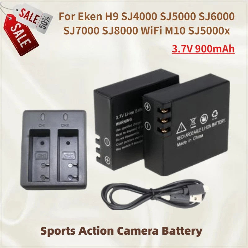 คุณภาพสูงกีฬา Action แบตเตอรี่กล้อง 3.7V 900mAh สําหรับ Eken H9 SJ6000 SJ7000 SJ4000 SJ5000 SJ8000 W