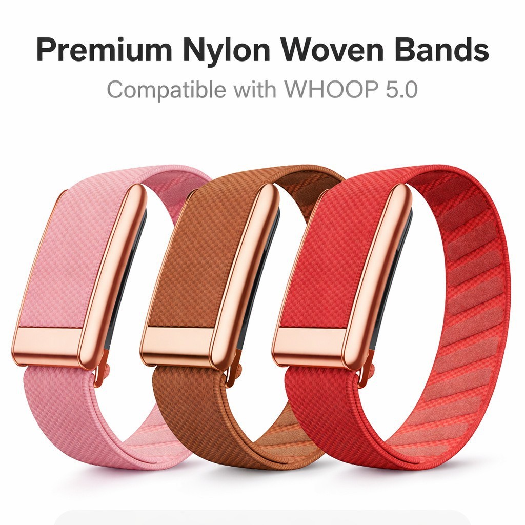 จัดส่งทันที!การประกันคุณภาพ! Whoop Whoop5.0MG ไนลอนถักสายคล้องคอ Rose Gold Buckle อุปกรณ์เสริมกีฬาสบาย Breathable Sweatproof wop สายคล้อง