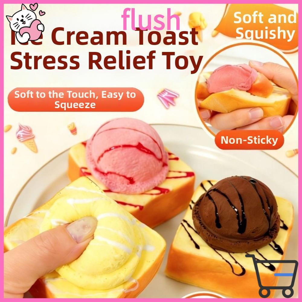 FLUSH Anti-stress Squeeze, Bread Ice Cream Soft Squeeze ของเล่น, ของขวัญช้า Rebound แบบพกพาจําลอง Sensory ของเล่น