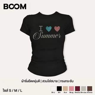 (COD ส่งจากไทย) BOOM | Baby Tee เรียบง่ายและมีสไตล์ Heart&Letter เสื้อยืดแขนสั้นลายกราฟฟิก