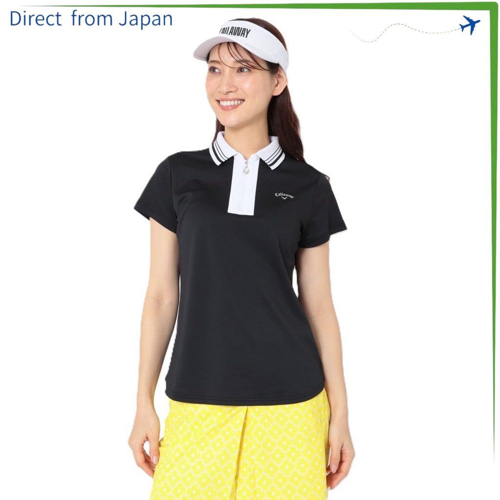 【Direct from Japan】 เสื้อโปโลแขนสั้นหญิง Callaway ผ้าเย็น -3°C ระบายอากาศแห้งไว ป้องกันรังสี UV ดีไซน์ซิปครึ่งตัว เหมาะสำหรับเล่นกอล์ฟและสวมใส่ลำลอง