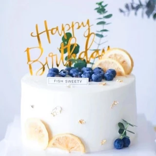 GeeParty เค้กธงปาร์ตี้วันเกิด Happy Birthday สีทอง โรสโกลด์ ดำ เงิน น้ำเงิน ตกแต่งเค้กปาร์ตี้