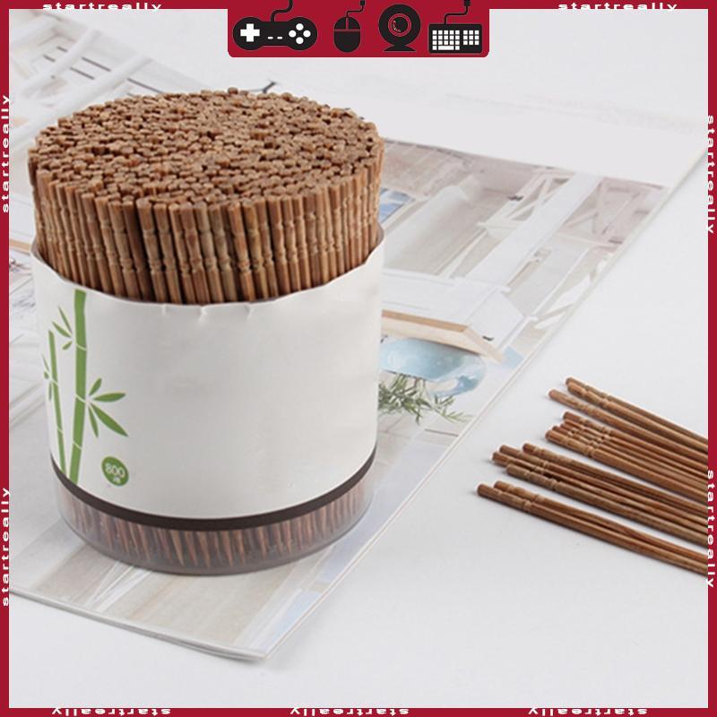 ST 800 ชิ้นไม้จิ้มฟันไม้ไผ่คาร์บอนแบบใช้แล้วทิ้ง Single-Head Pointed Cocktail Picks พร้อมเครื่องจ่ายผลไม้ Skewers Te