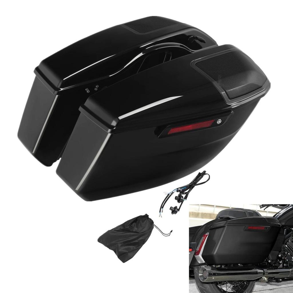 W Motorcycle Vivid Black Saddlebags For Harley Touring CVO Road Street Glide 2023-2025 Street Glide 