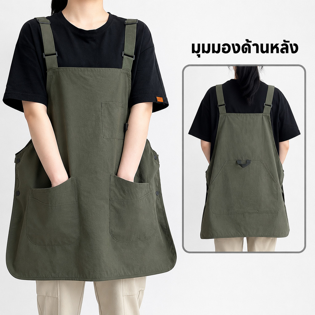 ผ้ากันเปื้อนผ้ากันเปื้อนแบบปรับได้ห้องครัวผ้ากันเปื้อนในครัวเรือน Water-Repellent Anti-Stain ผู้ชายผู้หญิงที่เหมาะสม