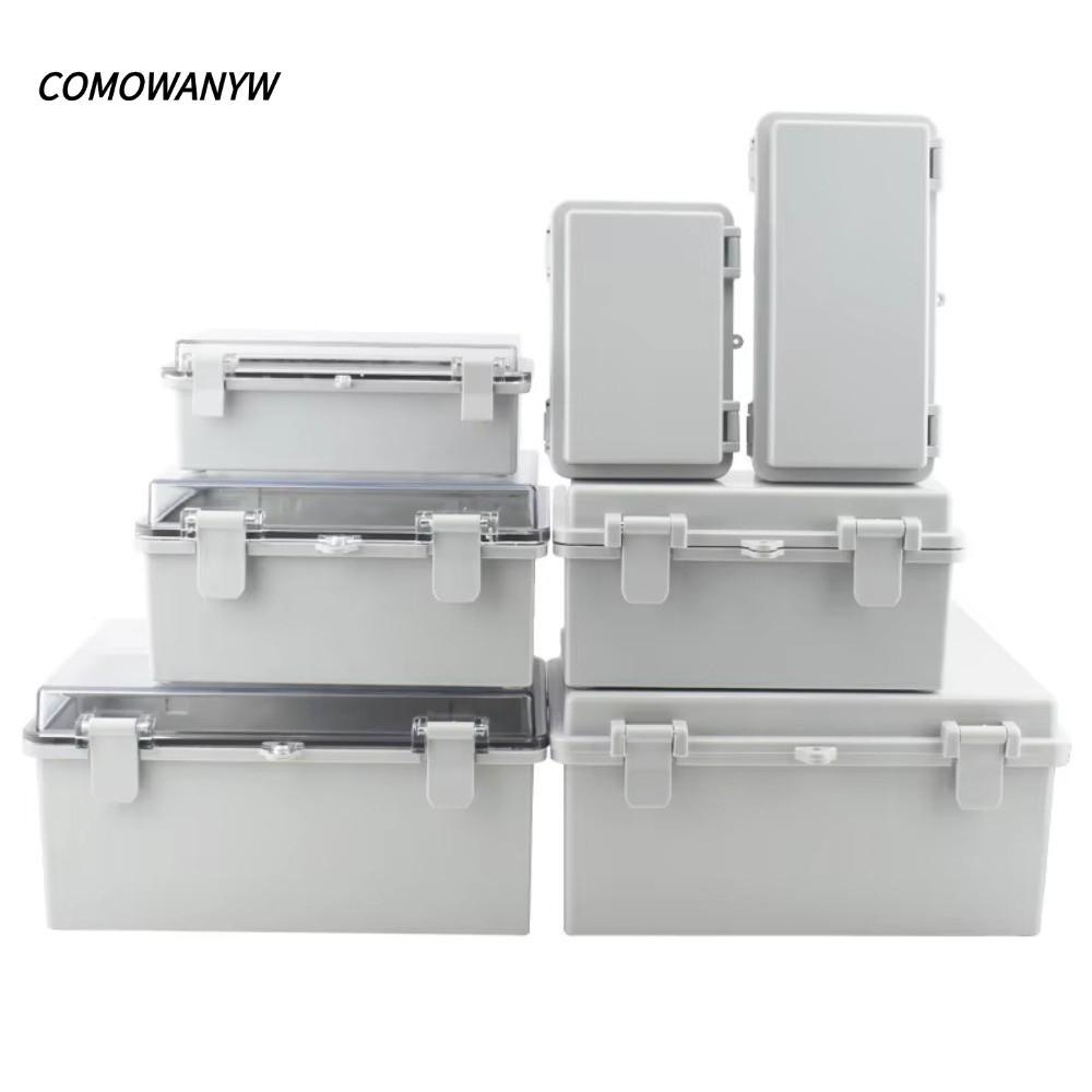 COMWANYW ตู้พลาสติกไฟฟ้า, พร้อม Hasp กลางแจ้งปิดผนึกกล่องแยกพลังงาน, IP66 กันน้ําโปร่งใสฝาครอบ ABS เครื่องมืออิเล็กทรอนิกส์