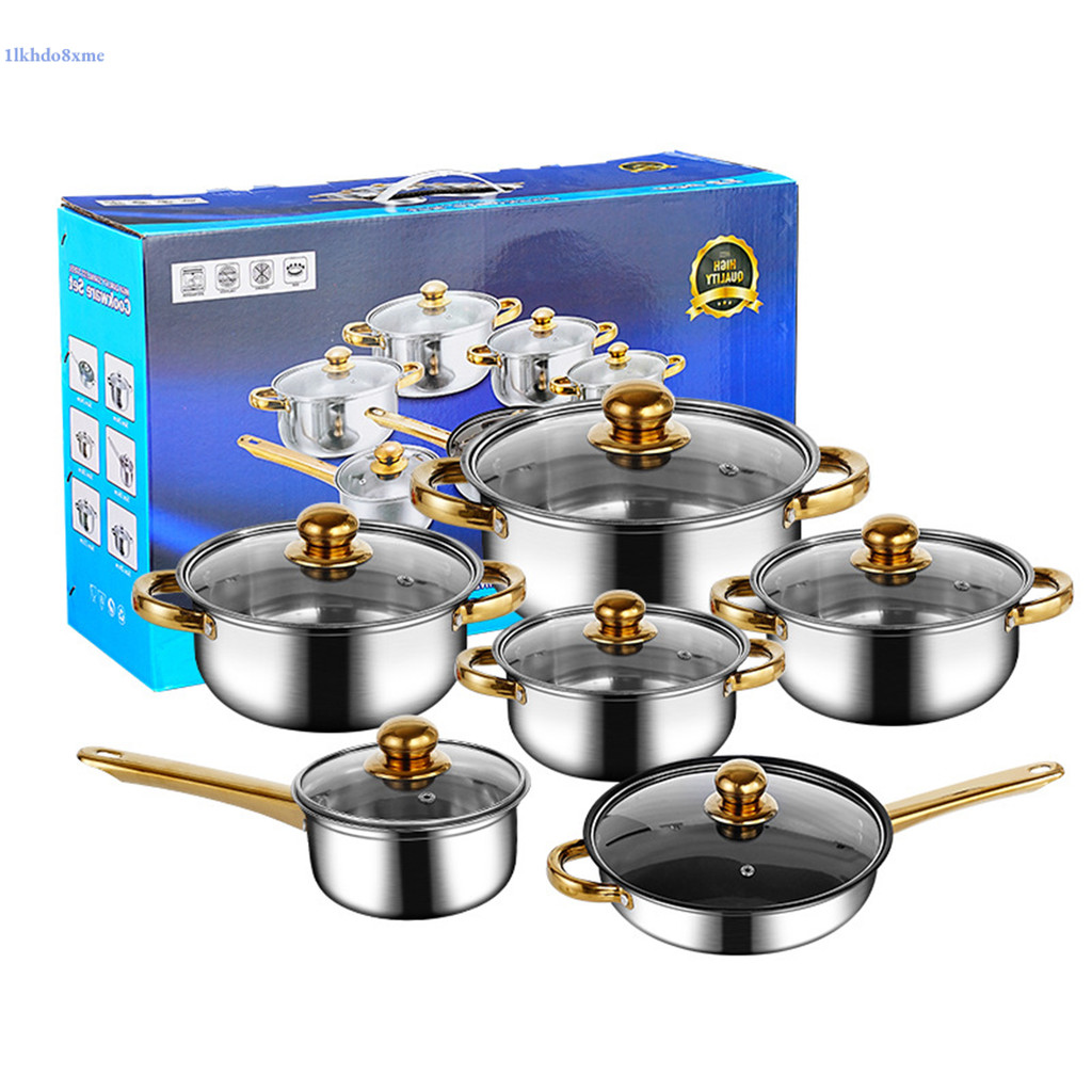 COD12pcs Cookware Set Casserole Set Kitchenware Set Induction Pan Non Stick Frying Pan