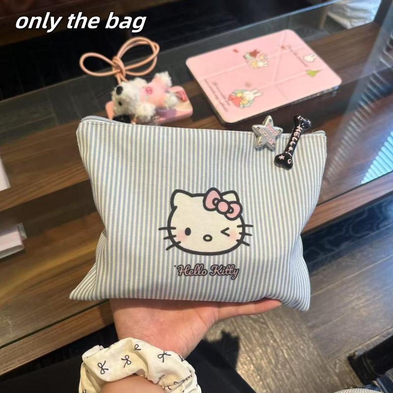 <zhuliye123> น่ารักการ์ตูนลาย Sanrio Hello Kitty กระเป๋าถือกระเป๋าแต่งหน้าแบบพกพา Kawaii KT Cat Stor