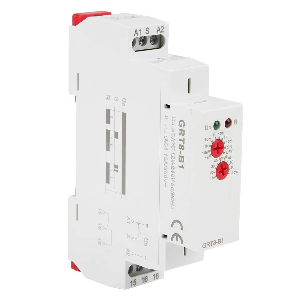 รีเลย์ตั้งเวลา AC/DC 12-240V, รีเลย์หน่วงเวลาปิด, GRT8-B1 Mini Power Off DELAY Timer Relay SPDT 35 ม