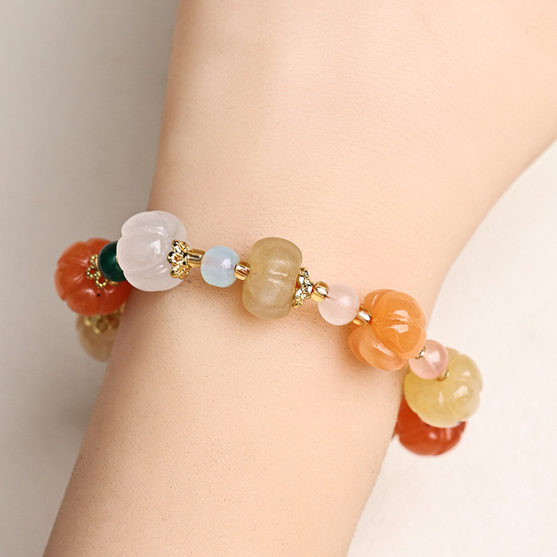สร้อยข้อมือดีไซน์ปี่เซียะลูกปัดฟักทองน้ําเต้า