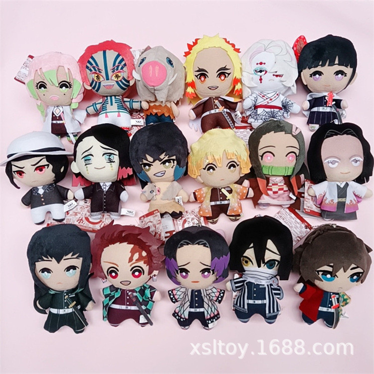 Demon Slayer อะนิเมะ Merchandise Nezuko Zenitsu Tanjirou ตุ๊กตาของเล่นตุ๊กตาตุ๊กตารุ่น Q จี้ตุ๊กตา F