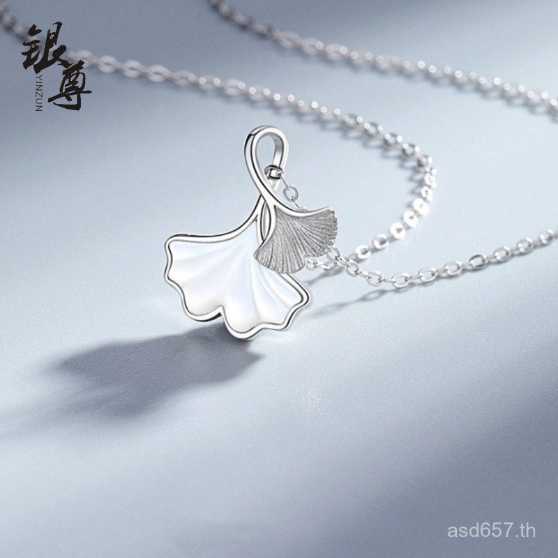 สร้อยคอเงินสเตอร์ลิงสแตนเลส Zun แบบใบกิงโกสำหรับผู้หญิง ออกแบบโดยเน้นสไตล์สำหรับแม่ รหัส 6QOE