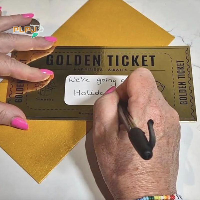 PLPJ 1 ชุด Deluxe Golden Ticket Surprise Scratch Off Card Christmas Surprise เปิดเผยการ์ด Scratch Of