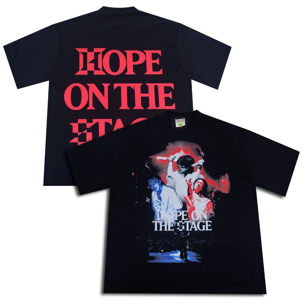 💍 VONSEEY JHOPE ON THE STAGE BTS KOREAN BOYBAND OVERSIZE เสื้อยืดสีดํา