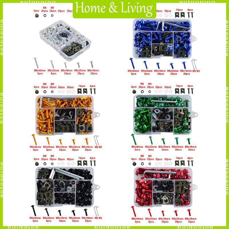 AOTOO 177 ชิ้น Fairing Bolt ชุด CNC โลหะผสม M5 M6 ตัวยึดเหมาะสําหรับ Aprilia สําหรับ fo