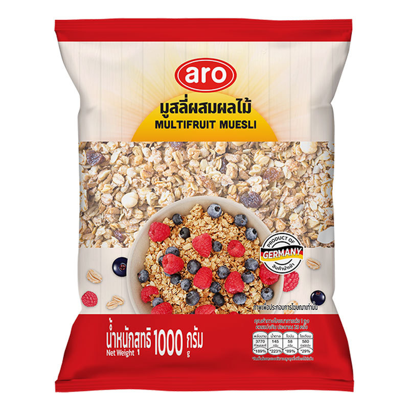 เอโร่ ซีเรียล มูสลี ผสม ผลไม้ 1 กก. (ARO Cereal Muesli Fruity 1 kg)