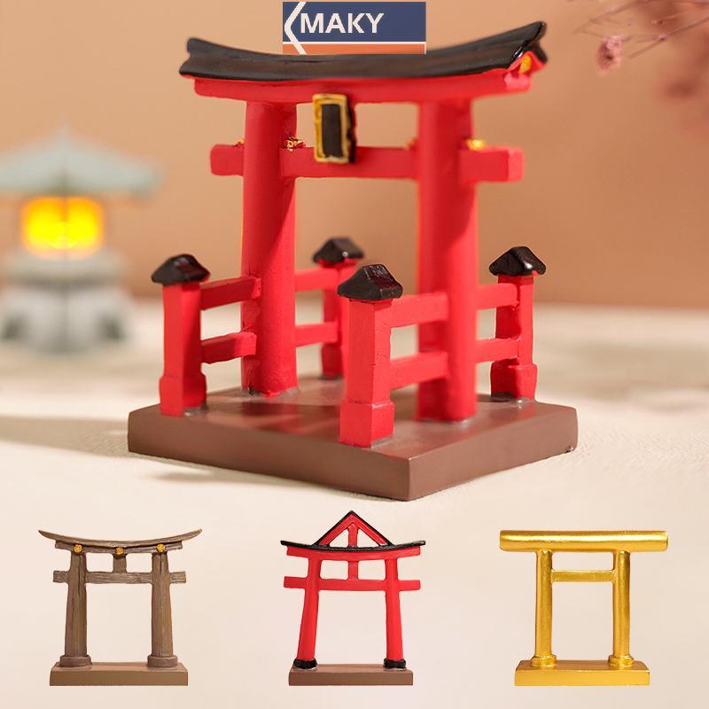MAKY ขนาดเล็ก Torii Gate ญี่ปุ่น Shinto Temple Garden เอเชียสถาปัตยกรรมรุ่นบอนไซ Zen Garden เครื่องป