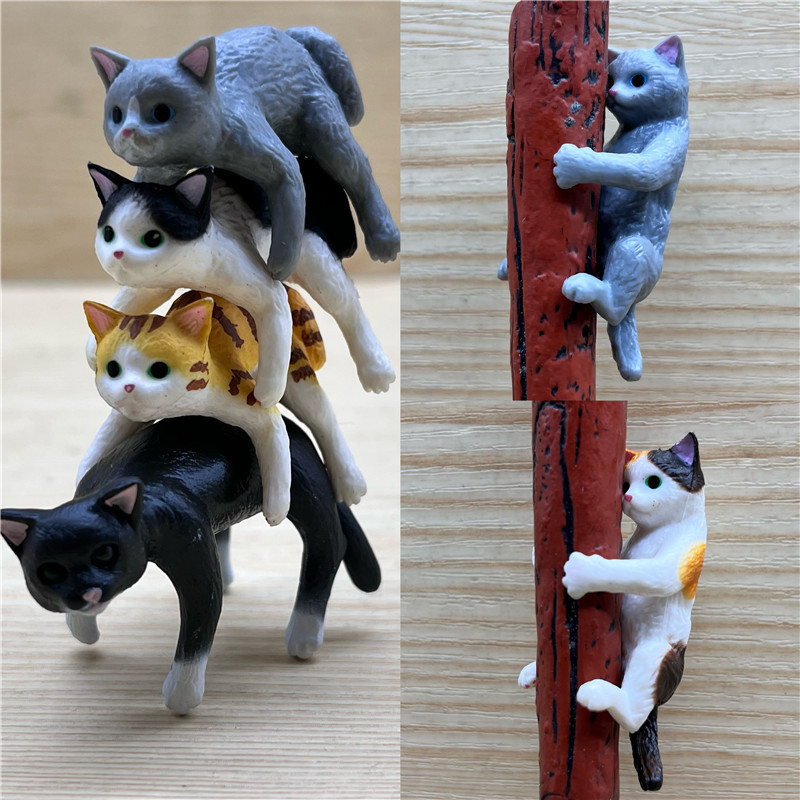 แมวจํานวนมากจําลองสัตว์รุ่นแคปซูลของเล่นแคปซูลของเล่นแมวปีนเขาบนต้นไม้แมวตลกแมว Tabby