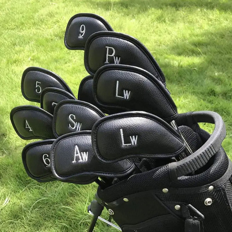 12pcs PU Leather Golf Iron Headcover 3-9,LP,S,A,Club Head Cover Embroidery Number Case Sport Golf Tr