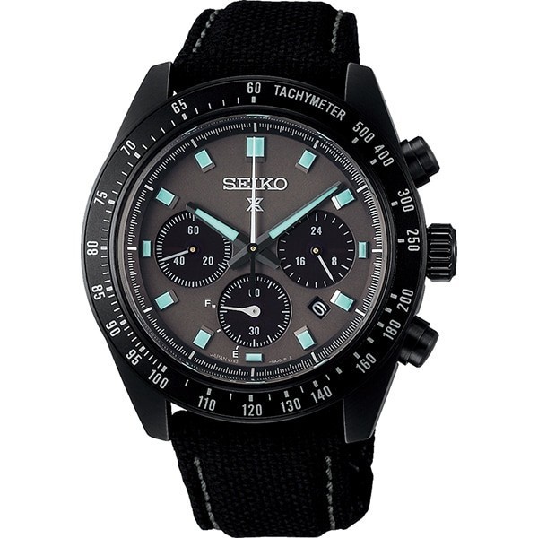 Seiko Men's PROSPEX SPEEDTIMER The Black Series Solar Chronograph Men's Nylon Band SBDL105/SSC923