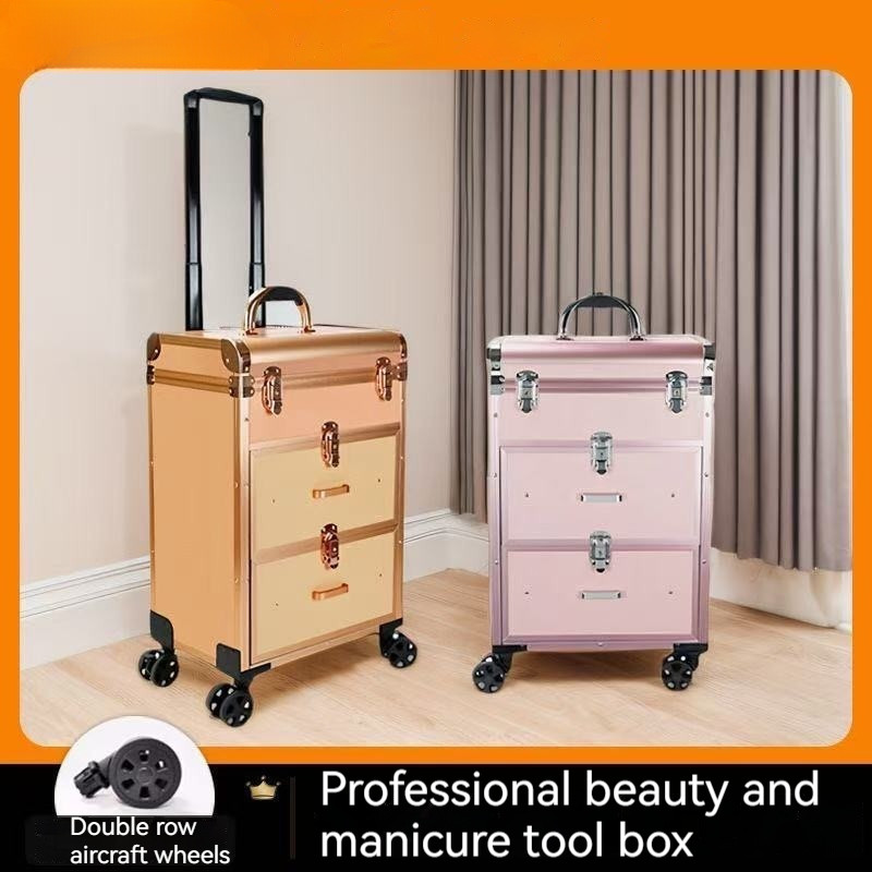 Makeup box makeup artist special nail tool box trolley case large capacity makeup box 多用途拉杆化妆箱