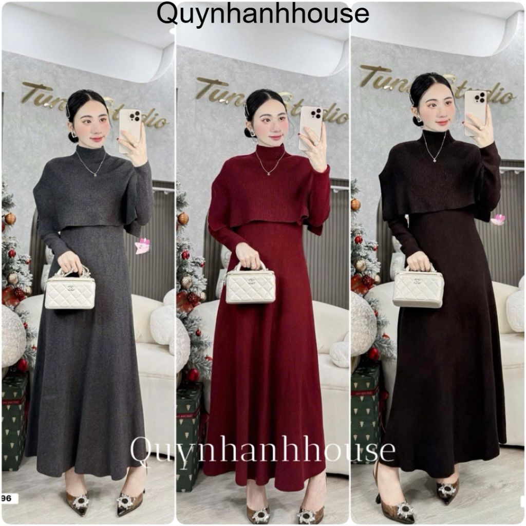 <Quynhanhhouse ชุดคลุมท้อง> (NH CLOTHING)เดรสทรงตรง ชุดผ้าวูล M6660 freesz