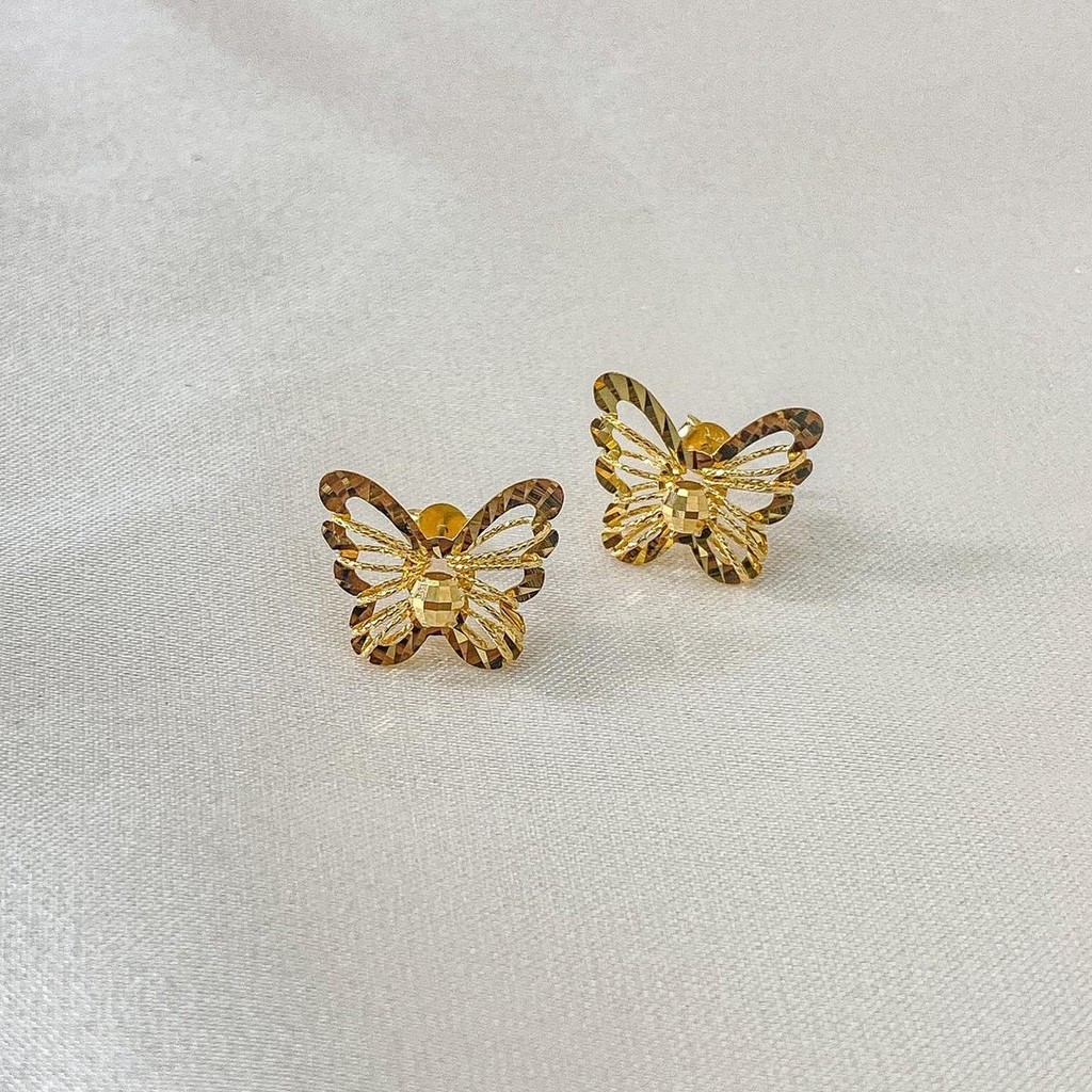 ต่างหูสตั๊ดผีเสื้อ MGOLD | ทองคำซาอุดีอาระเบีย 18K (สามารถจำนำได้) | ทองคำสีเหลือง
