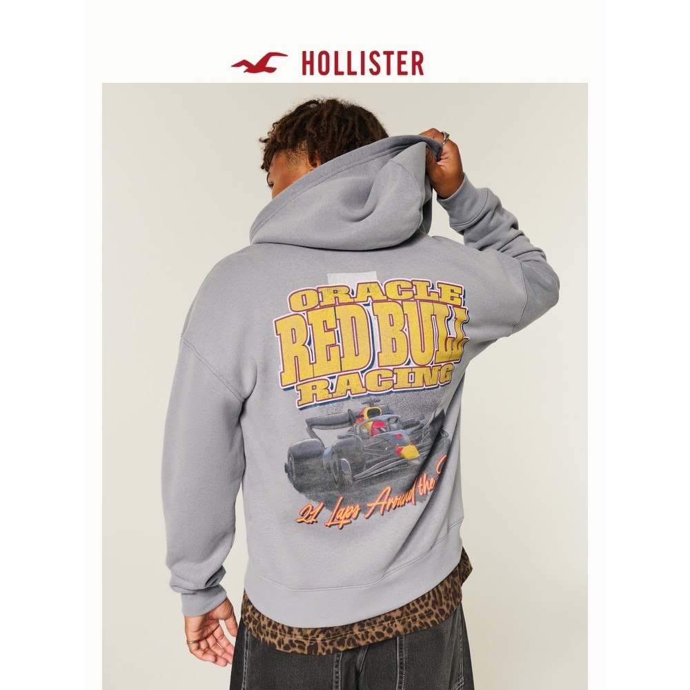 เสื้อกันหนาวมีฮู้ดพิมพ์ลาย Hollister American Racing ผ้าฝ้ายพรีเมียมนุ่มสบาย เหมาะสำหรับทั้งผู้ชายแล