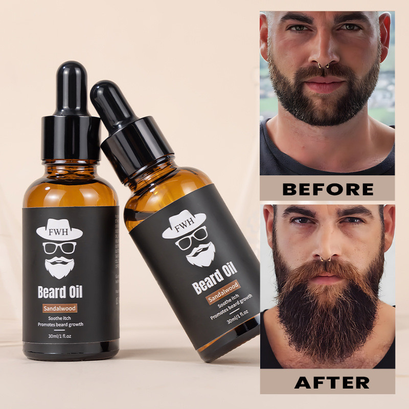 30ml ไม้จันทน์ผู้ชาย Beard Oil Beard Liquid Nutritional Oil Essence น้ํามันบํารุงผิวหน้า, Nourishing Elixir to Soften & Condition Facial Hair ไม่เหนียวเหนอะหนะ