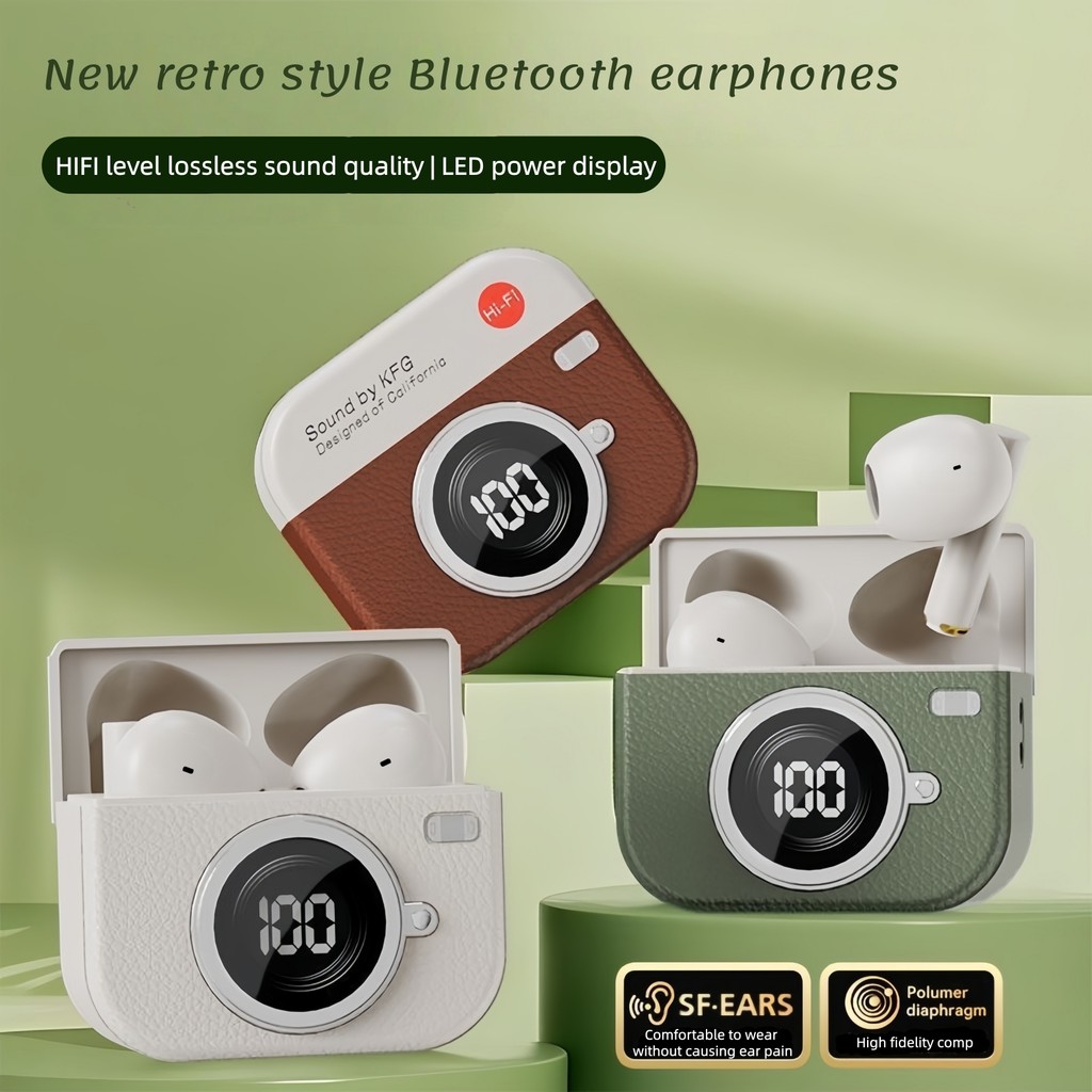 การออกแบบเปลือกย้อนยุค Q86 Wireless Bluetooth 5.4 in ear Earbuds รองรับการโทร สัมผัส เหมาะสําหรับระบ