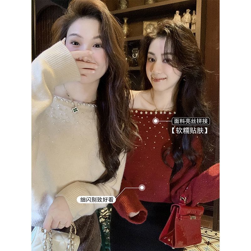 เสื้อสเวตเตอร์คอกลมคนดังผู้หญิงสไตล์ใหม่ฤดูใบไม้ร่วงสไตล์ฤดูหนาวปิดไหล่ Pearl Lo - รูปที่ 6