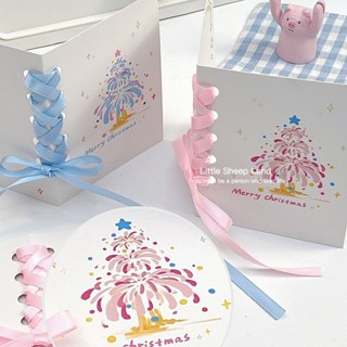 การ์ดคริสต์มาส การ์ดข้อความ insการ์ดต้นคริสต์มาสริบบิ้น พับเ…