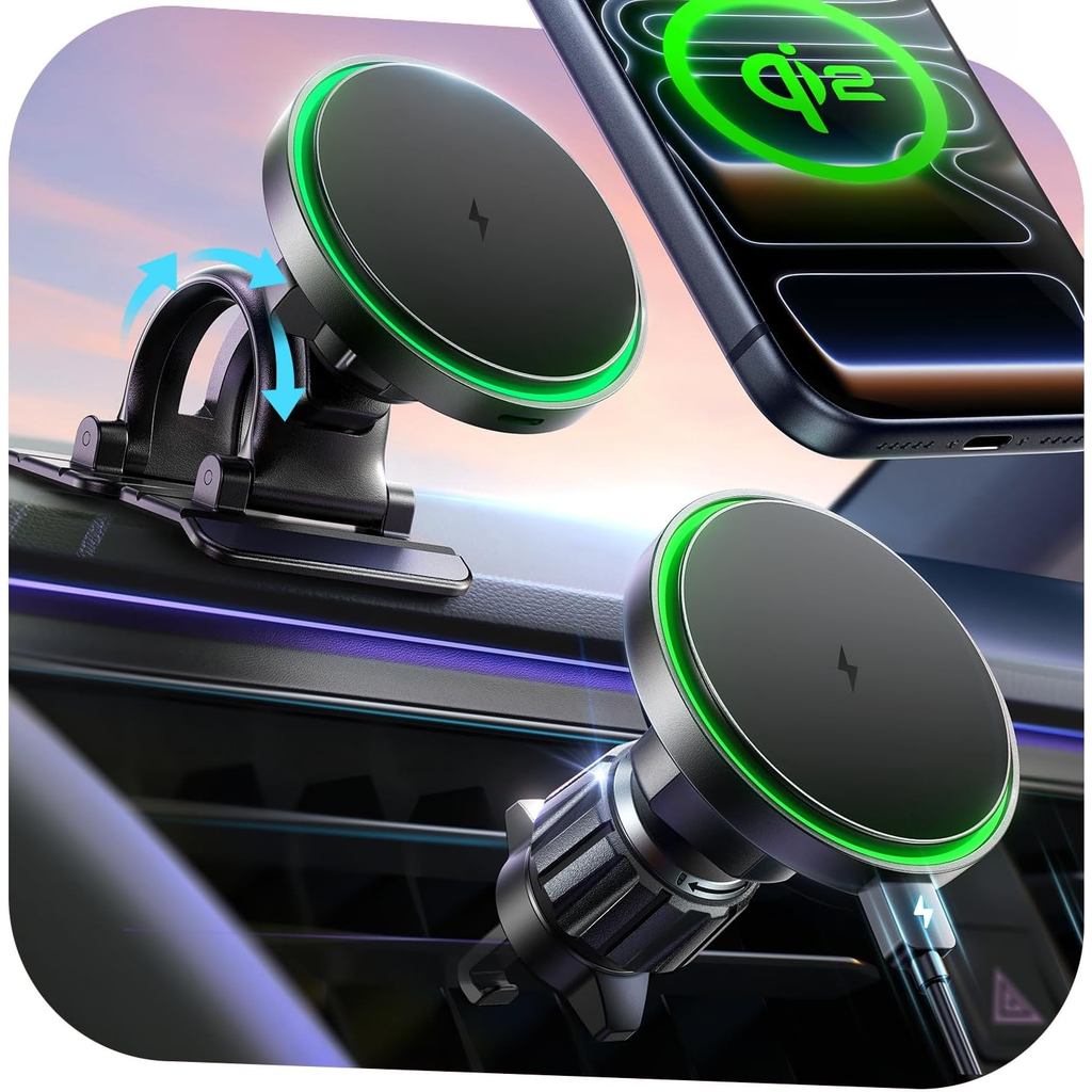 LISEN สําหรับ Qi2 Magsafe Car Mount Charger [อัพเกรด Stable & Fast CHARGING],15W Super Fast Magsafe 