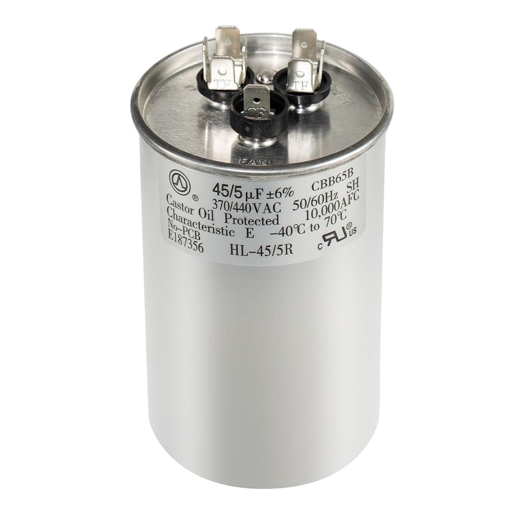 ตัวเก็บประจุ AC 45+5 uF 45/5 MFD ±6% 370V/440VAC CBB65 Dual Run Circular Start Capacitor สําหรับปั๊ม