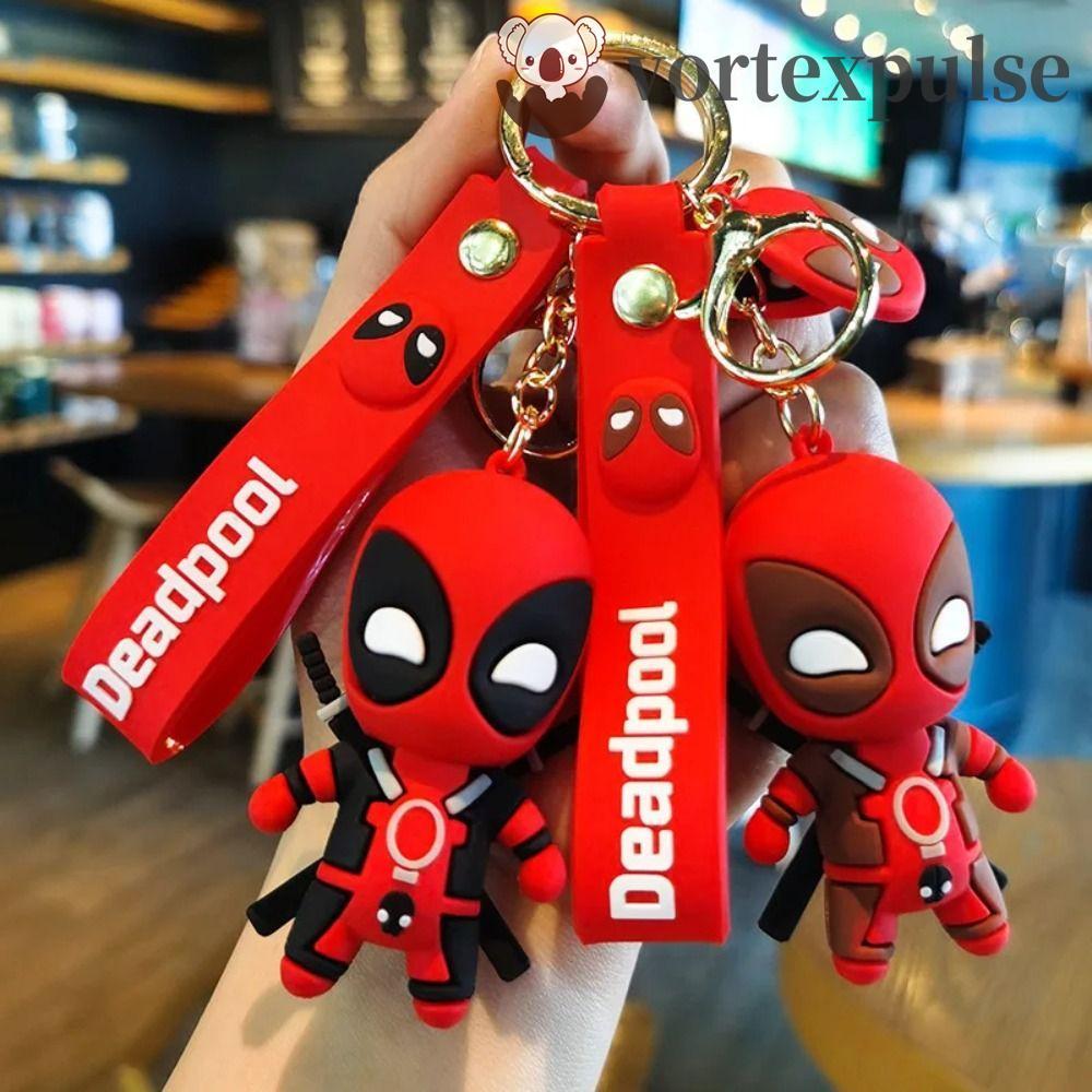 VORTEXPULLSE Deadpool พวงกุญแจน่ารัก, รุ่น Q ซิลิโคน Marvel พวงกุญแจ, กระเป๋าอุปกรณ์เสริม Wilson Wad