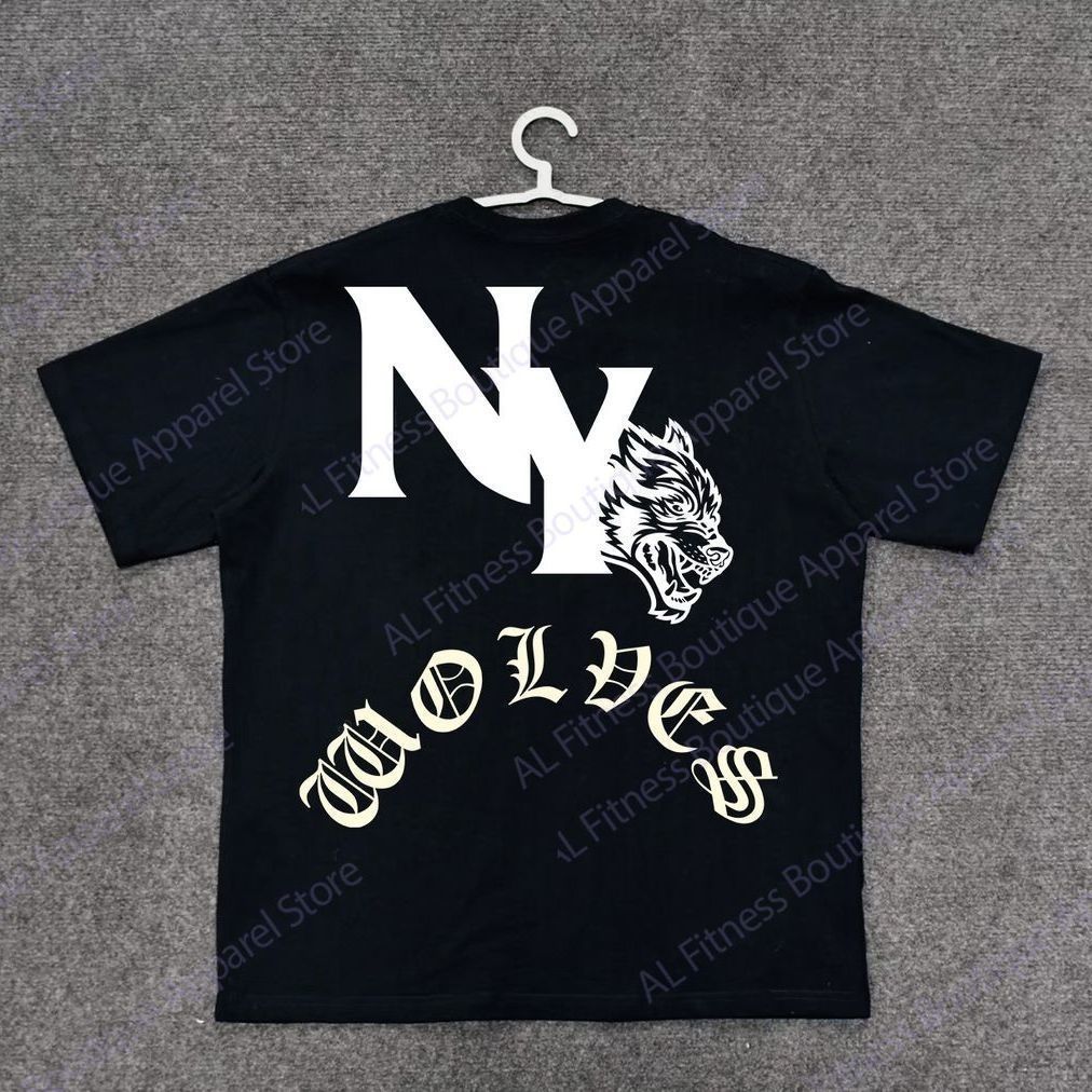 < Darcsport สไตล์ใหม่ > Wolf Head Street Wear Loose Niche Street Wear Round Neck Print Trend Heavy L