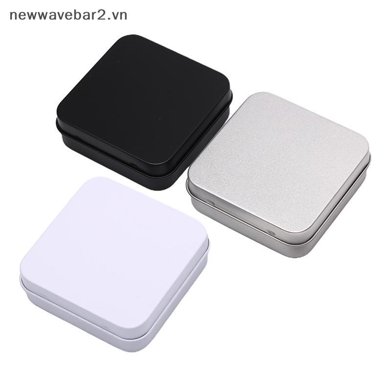 ใหม่ Mini Metal Tins Container Square Haded Flip Storage Tin Box Jewelry Coin Case .