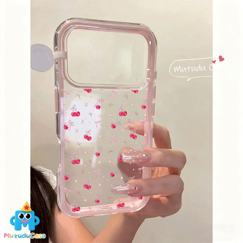 สำหรับ IPhone 17 15 Air 11 13 XR 16 12 14 Pro Max XS X Max 14 15 Plus เคสใส 2-in-1 ลายเชอร์รี คู่รัก น่ารัก สไตล์ฮิต