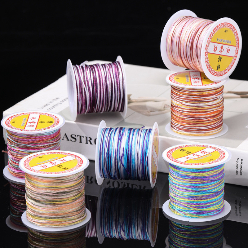 Segment Dyed Strand ด้ายถักหลากสีเครื่องประดับสร้อยคอ Handmade Smooth Wear-Resistant เชือกด้ายลูกปัด