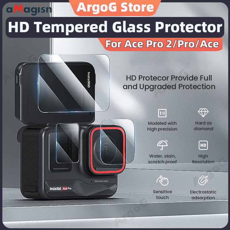 AMagisn ป้องกันหน้าจอสําหรับ Insta360 Ace Pro 2 / Ace Ultra Clear 9H ความแข็งกระจกนิรภัย Ace Pro 2 อุปกรณ์เสริม