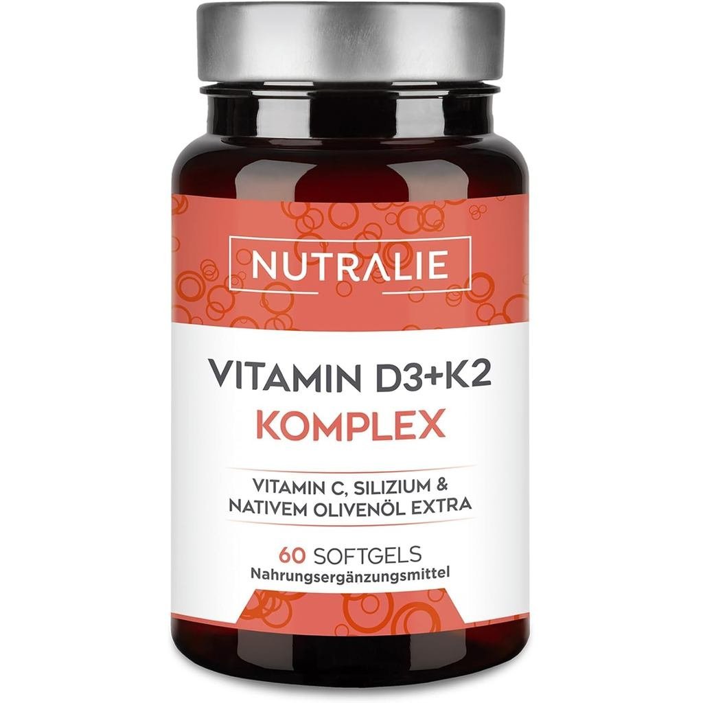 Nutralie D3 10000 IU + K2 MK7 Dose Confittings พร้อม D3 K2 C Silicon และ Virgin O Oil Extra to the I
