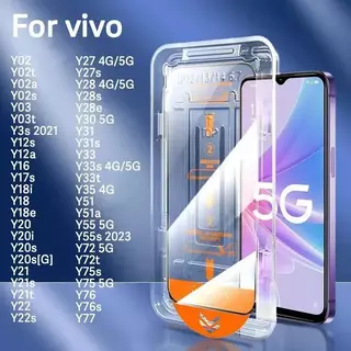 One-Click Full HD ฟิล์มกระจกเต็มจอ ป้องกันหน้าจอสำหรับ vivo Y18 Y17 Y28 Y27 Y21 Y20 Y02 Y03 Y33 Y31 Y51 Y72 Y76 Y12 Y30