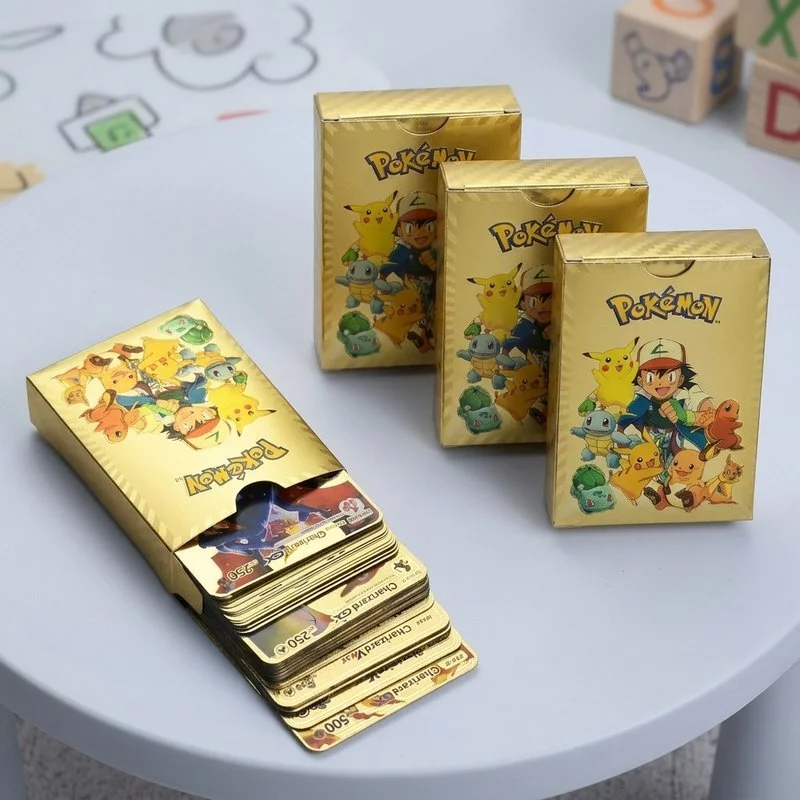 การ์ดโปเกมอนชุดการ์ดสะสมฟอยล์สีทองรุ่นภาษาอังกฤษสําหรับเด็กเกมสะสมกล่องของขวัญชุด thumbnail 3