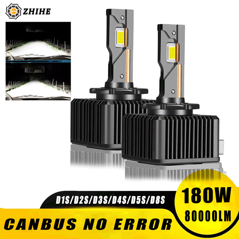 2PCS D1S LED ไฟหน้า D3S Canbus หลอดไฟ CSP D4S D2S D8S Led 80000LM 180W Super Bright D1R D4R D2R D3R 