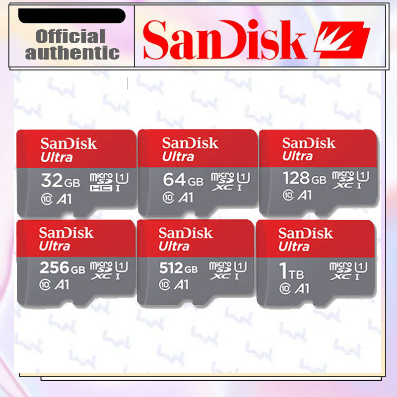 SanDisk Ultra Micro SD card การ์ดหน่วยความจำแฟลช UHS-1 32gb 64gb128gb 256gb 512gb กล้องวงจรปิดความเร็วสูง ลำโพง Class10