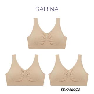 ( Set 3 ชิ้น ) Sabina เสื้อชั้นใน รุ่น Habpy Lady รหัส SBXA890 เสื้อในผ้าทอ Freesize อก 32-40 นิ้ว ตะขอหลัง