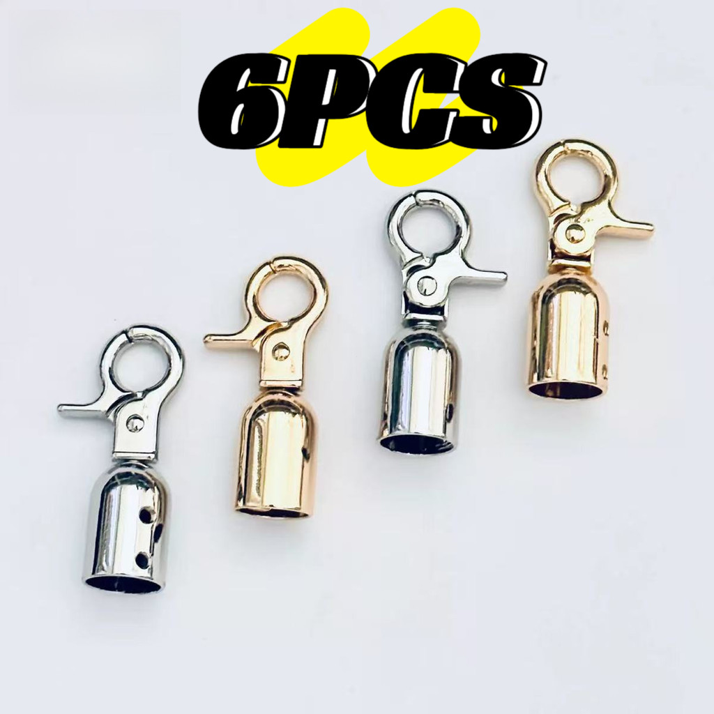 ร้านมิกะ 6PCS โลหะสาย End Caps หมุน Clasp Heavy Duty เชือกสําหรับ Stanchion Barrier เชือก DIY กระเป๋าฮาร์ดแวร์เปลี่ยน