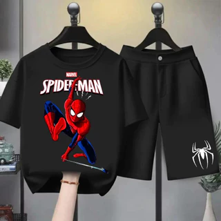[HOT] ชุดเด็ก 2026 Spider-Man เสื้อยืดการ์ตูน ✨ พิมพ์ลายสไปเดอร์แมน ผ้าฝ้ายสำหรับเด็ก ขนาด 100-150 ซม. เสื้อยืดฤดูร้
