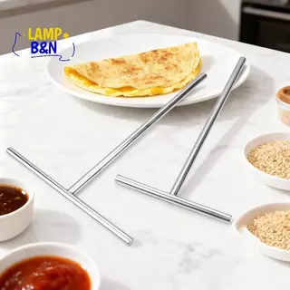 [B&N] ไม้พายเครป Spreader แพนเค้ก T Maker เครื่องมือ Turner เครื่องครัวเค้กรูปร่าง Rake Pan ชุดทําสแตนเลส Sti Icing Brownie [ใหม่]
