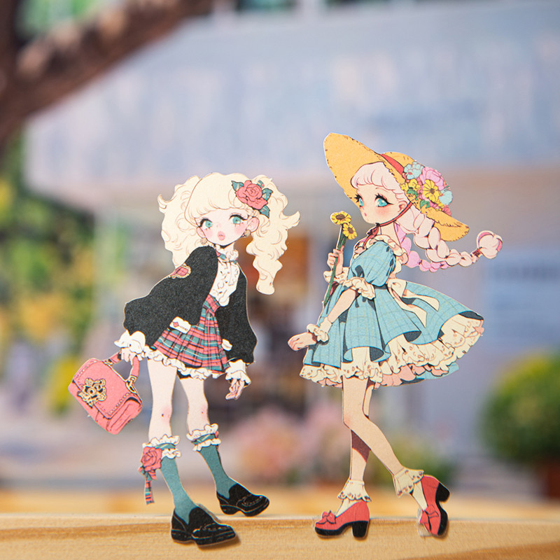 นายกระดาษ15ชิ้น/ถุงสีขาวสีน้ําตาลสติกเกอร์กระดาษกระเป๋าย้อนยุครูปแฟชั่นสาวรูปออกแบบสติกเกอร์หนังสือมือทําเองการ์ดอวยพรถ้วยกรอบรูปไดอารี่ สมุดบันทึก ตกแ